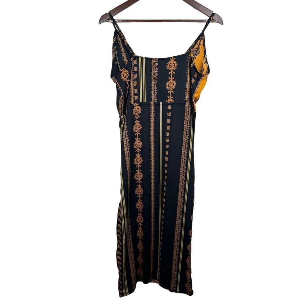 House of Harlow x REVOLVE Black Gold Floral Geometric‎ Midi Dress M - Picture 2 of 11